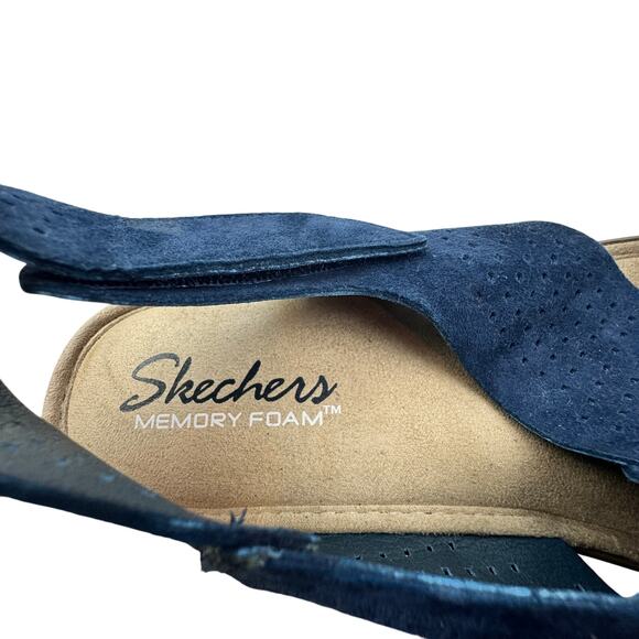 Skechers Perforated Suede Slingback Demi Wedge Comfort Sandals Women's Size 9 - Picture 7 of 9